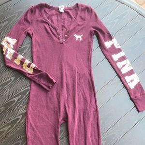 PINK sequined long Johns XS